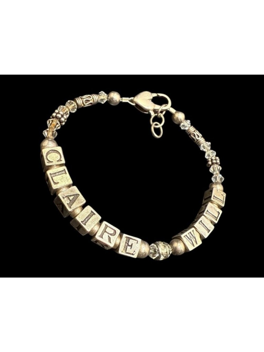 925 Sterling Silver Name Letter Bracelet “Claire Will” 8 Inches